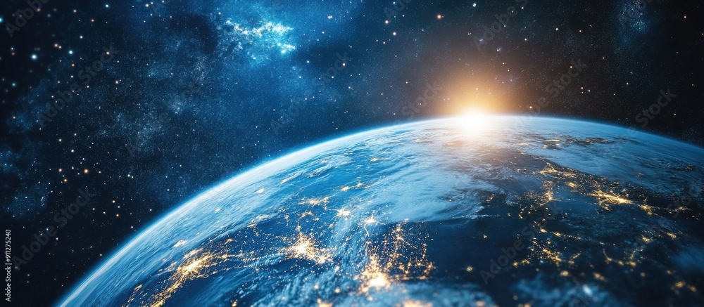 Poster 3d rendering of earth globe with space elements