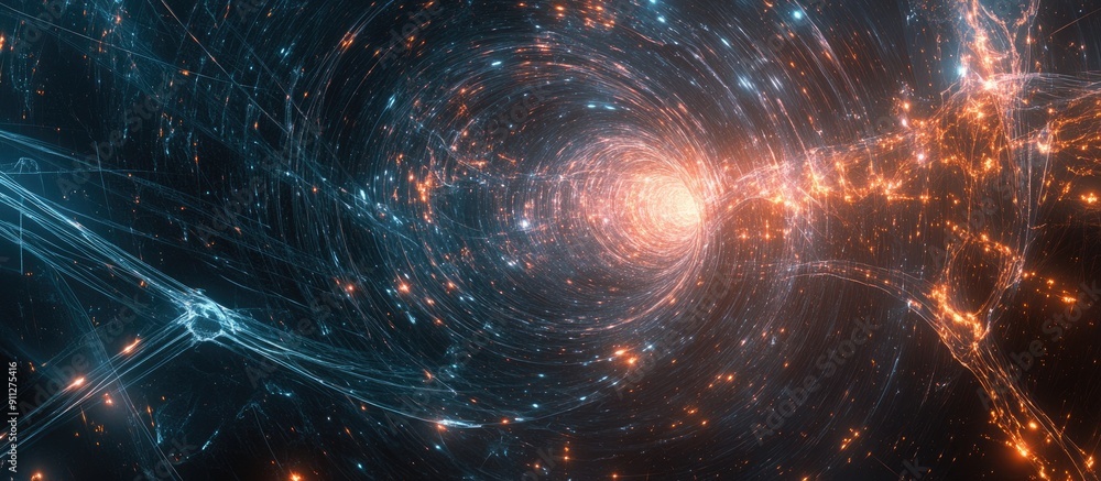 Poster abstract 3d background of science and technology multiverse
