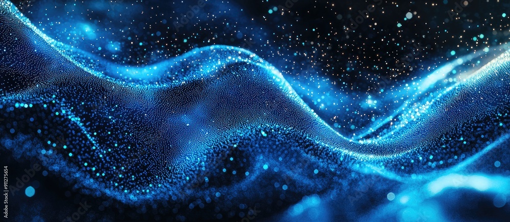 Aufkleber abstract digital background featuring a blue dot wave with illuminated effects showcasing dynamic pa
