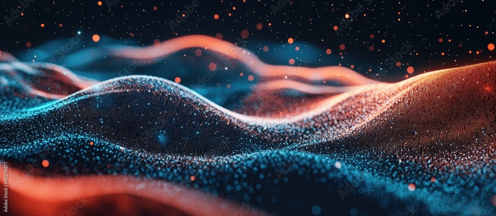 Poster abstract digital particle wave background futuristic pointwave design technology illustration concep