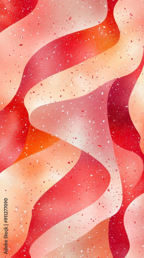 Wall mural Abstract Wavy Patterns in Red Tones with Glitter