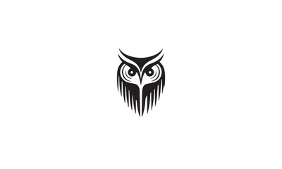 Simple and Modern owl black Logo for company white background
