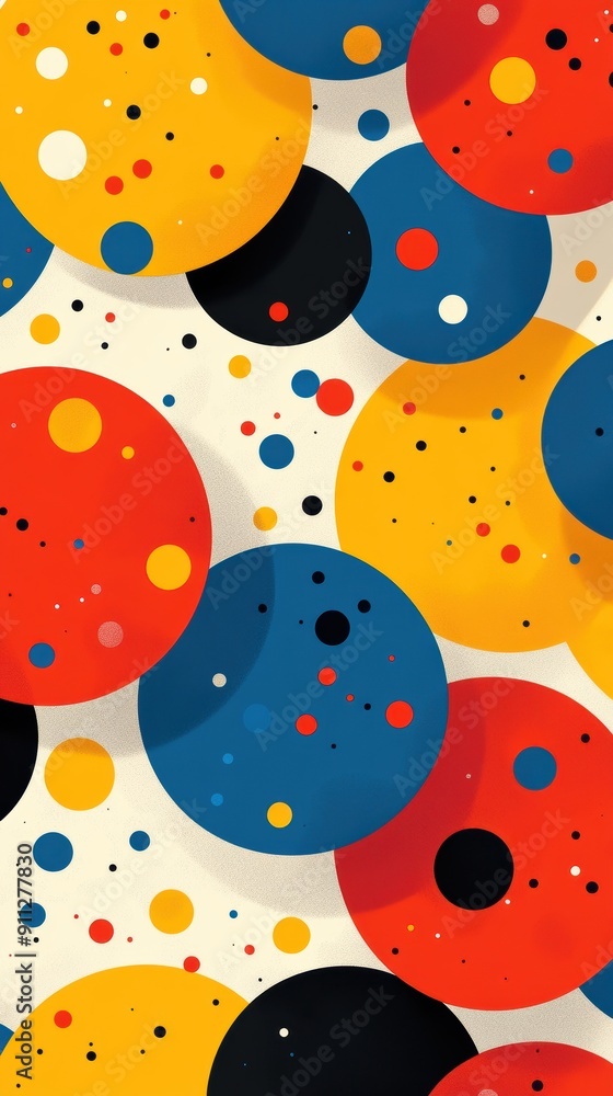 Sticker Colorful Abstract Circles on Light Background