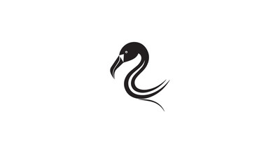 Obraz premium Simple and Modern Flamingo black Logo for company white background