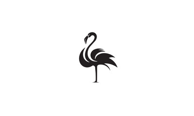 Simple and Modern Flamingo black Logo for company white background