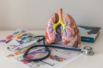 A lung model with magnifying glass 