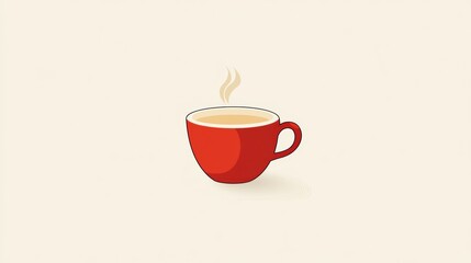 Minimalist Red Cup with Steaming Beverage Design