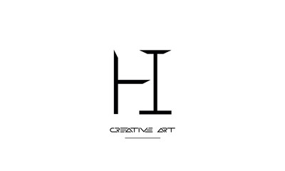 HI, IH, H, I abstract letters logo monogram