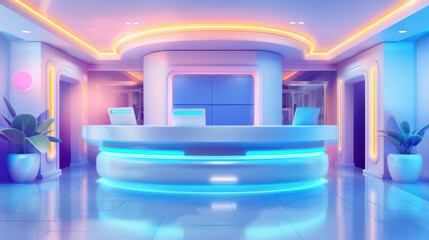 Medical clinic check-in with digital forms, vibrant and professional environment, efficient service.