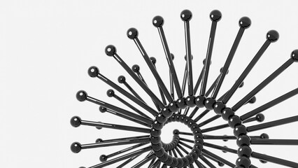 A black and white spiral abstraction of curves. 3d render