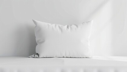 Simple White Pillow on Soft Bed in Minimalist Bedroom Setting During Daylight Hours