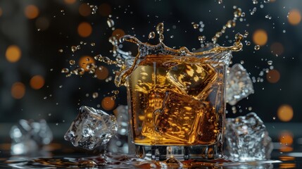 The splashing whiskey glass