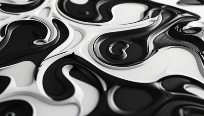 Abstract Black and White Swirling Patterns Captured in Artistic Fluid Form