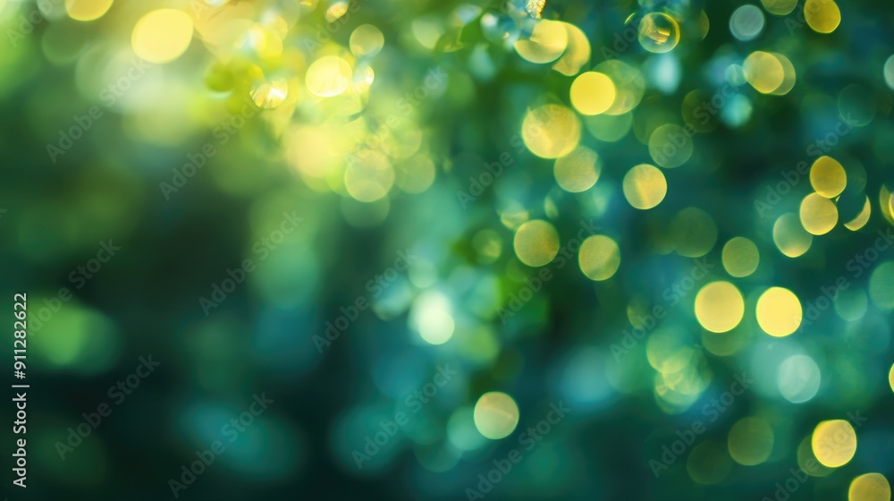 Poster abstract green bokeh, capturing the delicate and ethereal quality of out-of-focus light.
