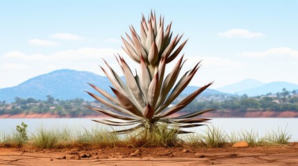 Agave bush, png file of isolated cutout object with shadow on transparent background  