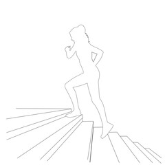 Woman running upstair lineart design vector