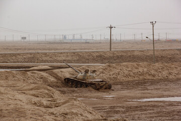 A retired tank on a battlefield belonging to the Iran Army. It served during the Iran-Iraq war....