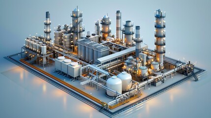 Fototapeta premium Gas and oil processing plant