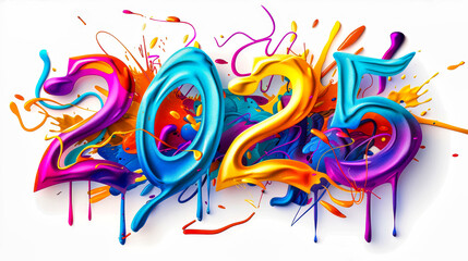 Vibrant 2025 Colorful Splash Celebrating the New Year in a Creative Context