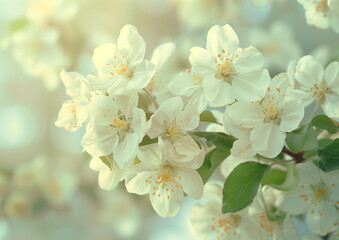 Obraz premium Delicate white blossoms on a sunny spring day