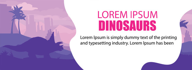 Prehistoric landscape before our era. Triceratops dinosaur in the habitat. prehistoric creature. Vector graphics