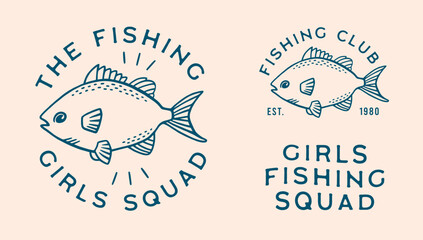 The fishing girls squad club crew matching fishergirl summer vacation female fisherman boat trip fisher woman funny shirt design clothing fish lover retro vintage blue aesthetic illustration cut file