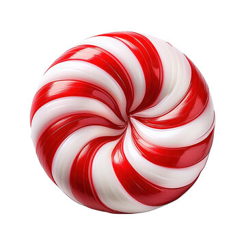A red and white candy with a spiral design