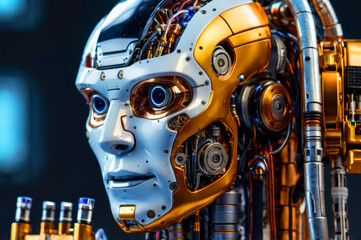 Fototapeta premium Sophisticated AI Robotics with Detailed Components