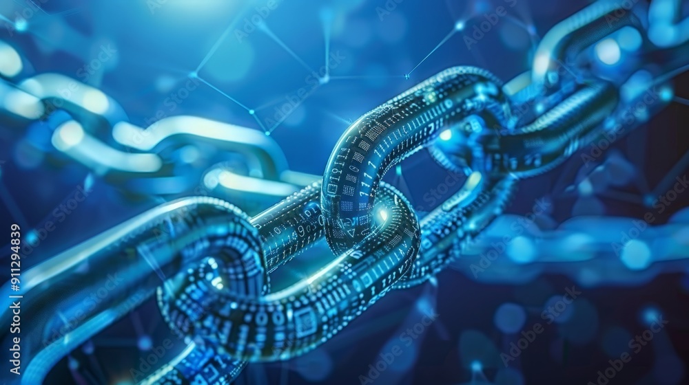 Poster the uhd 4k image captures the interconnectedness of digital chains, highlighting the intricate netwo