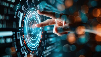 Hand Interacting with Futuristic Interface