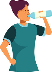 Young nurse is enjoying a refreshing drink of water after a long shift at the hospital