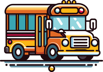 Back to bus, School buses clip art vector illustration. Illustration of school kids riding yellow schoolbus transportation education. Student child isolated school bus safety stop drive vector.