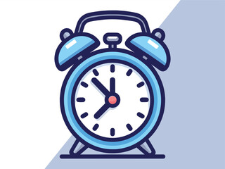Blue alarm clock, Alarm Clock clip art Vector, Alarm clock vector flat illustration, Back to school Alarm clock vector, Colorful stopwatch Design, standing and ringing. Retro style cartoon clock.