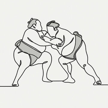 recommend clip art: Japanese wrestler, sumo one line art. Continuous line drawing japan, fight, obesity, big man, person, pre-fight greeting, athlete, training, form, sport.
