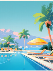Obraz premium CITY POP ART, SUMMER RESORT,POOL