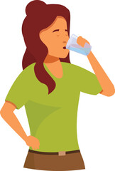 Young woman is enjoying a refreshing drink of water from a glass