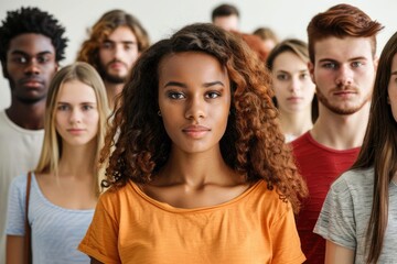 Fototapeta premium Diverse group of young people standing in a line united