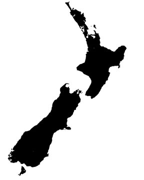 new zealand map silhouette on transparent background