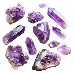 A collection of amethyst crystals 