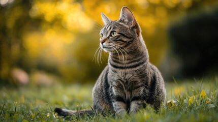 Tabby cat look at the prey