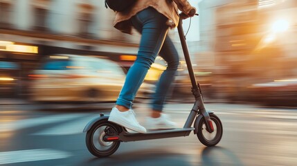 Person using a scooter for last-mile commute, promoting convenience