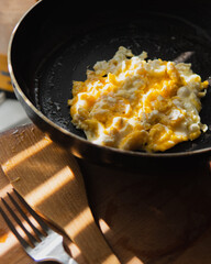 Scrambled Eggs Cooking in Pan