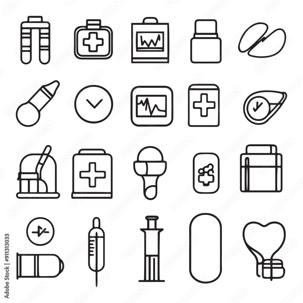 Poster set of icons for web design , modern hand drawing graphics elements outline symbol for architecture 
