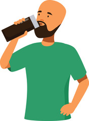 Man is enjoying a refreshing drink from his reusable water bottle, promoting a healthy and sustainable lifestyle