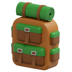 hiking backpack 3d outdoor activity icon illustration