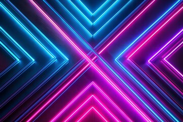 Pink and blue neon lines on black background