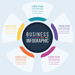 5 Options Infographic circle design 5 steps, objects, elements or options information business infographic template