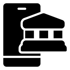 Mobile Banking Icon in Solid Style