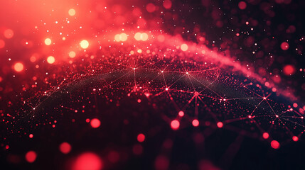 Background Texture of Abstract Dots and Lines on a Red Polygonal Tech Network 3D Rendering of an Abstract Red Polygonal Tech Network