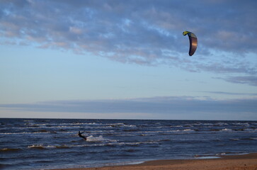 kite surfing on the beach